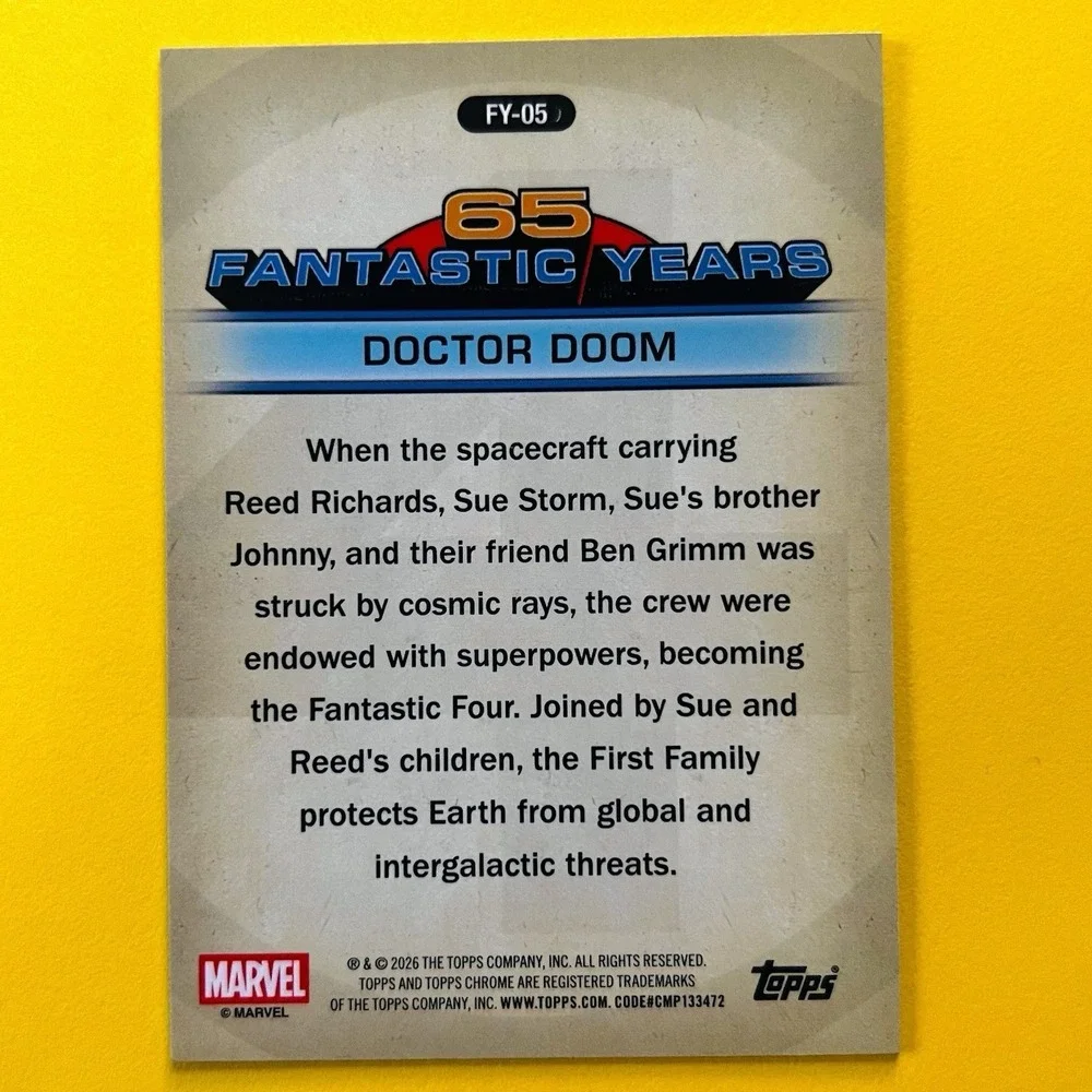 2026 Topps Chrome Marvel Doctor Doom FY-05 65 Fantastic Years Insert